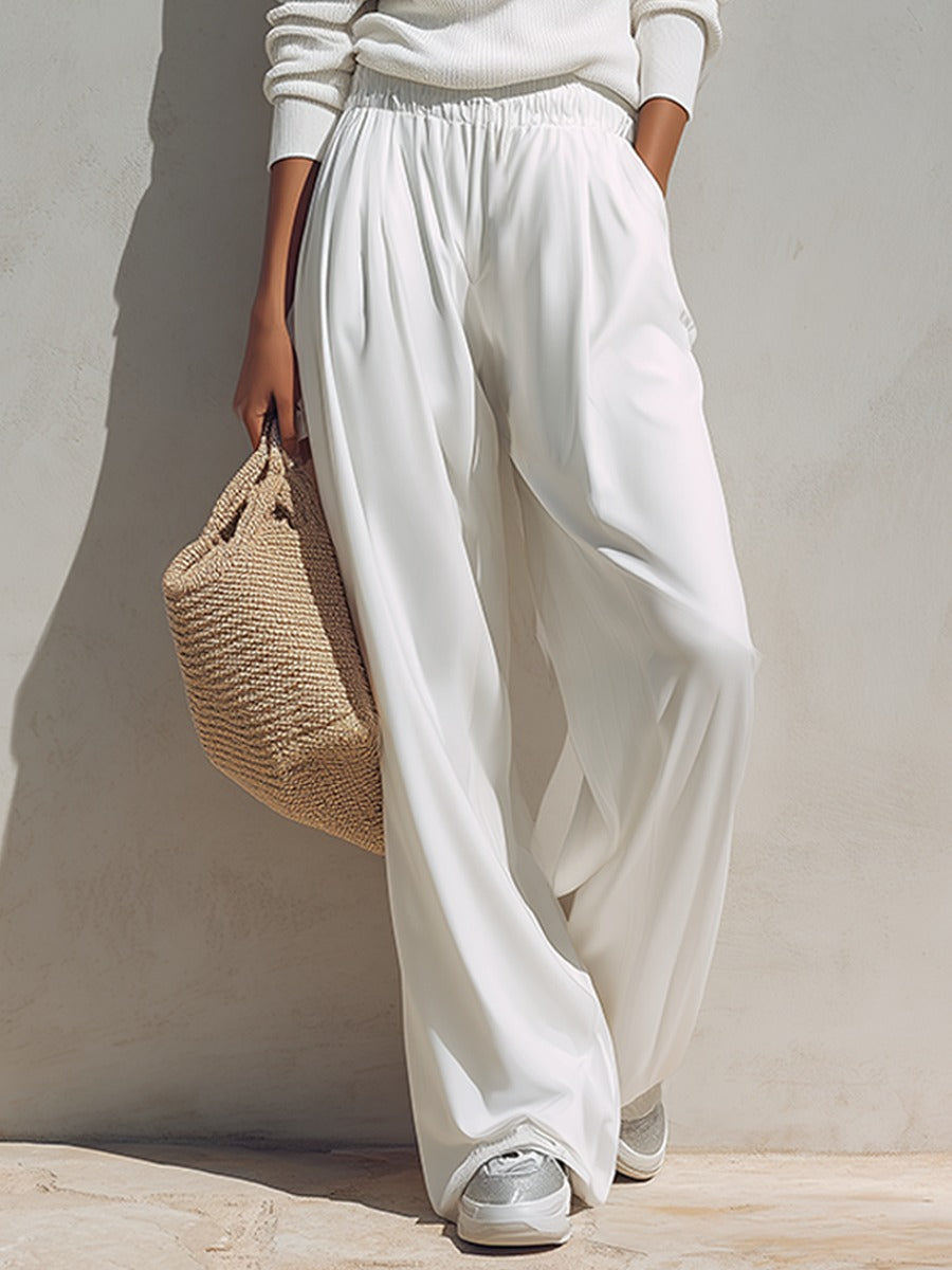Asymmetric One-Shoulder Top & Wide-Leg Trousers Set