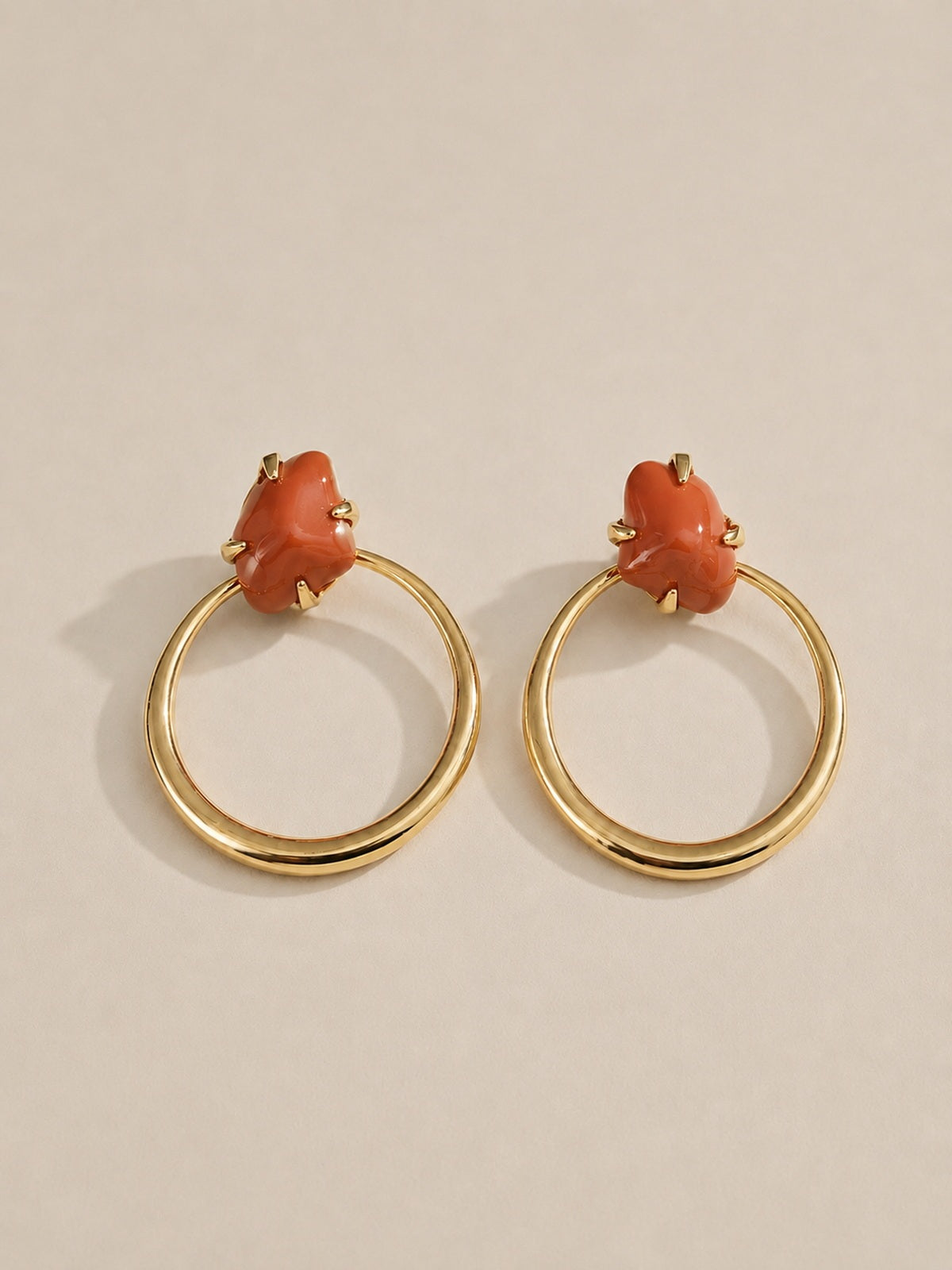 Vintage Irregular Resin Gem Hoop Earrings