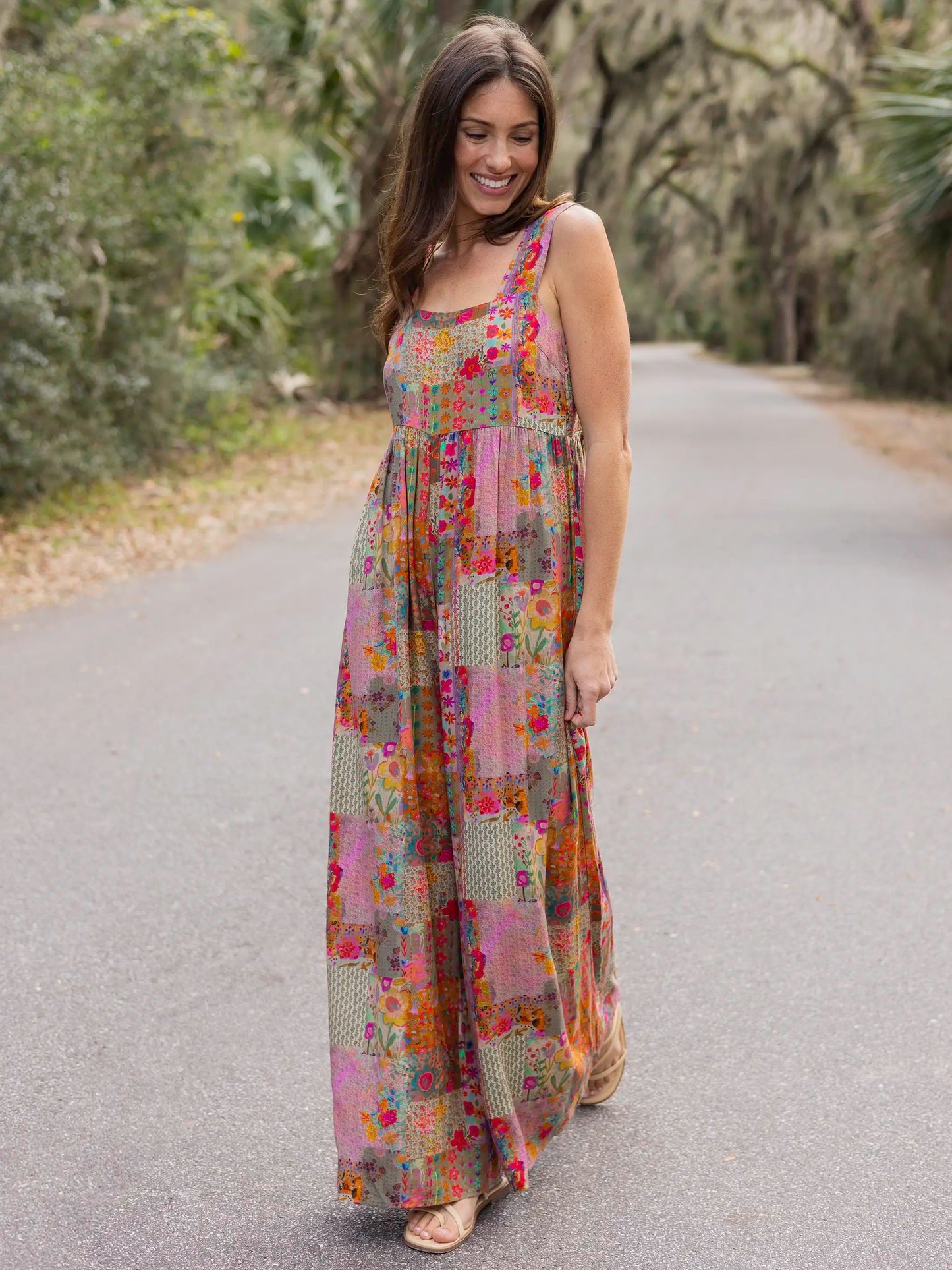 🌼 Boho Patchwork Floral Wide-Leg Jumpsuit (XL-5XL)
