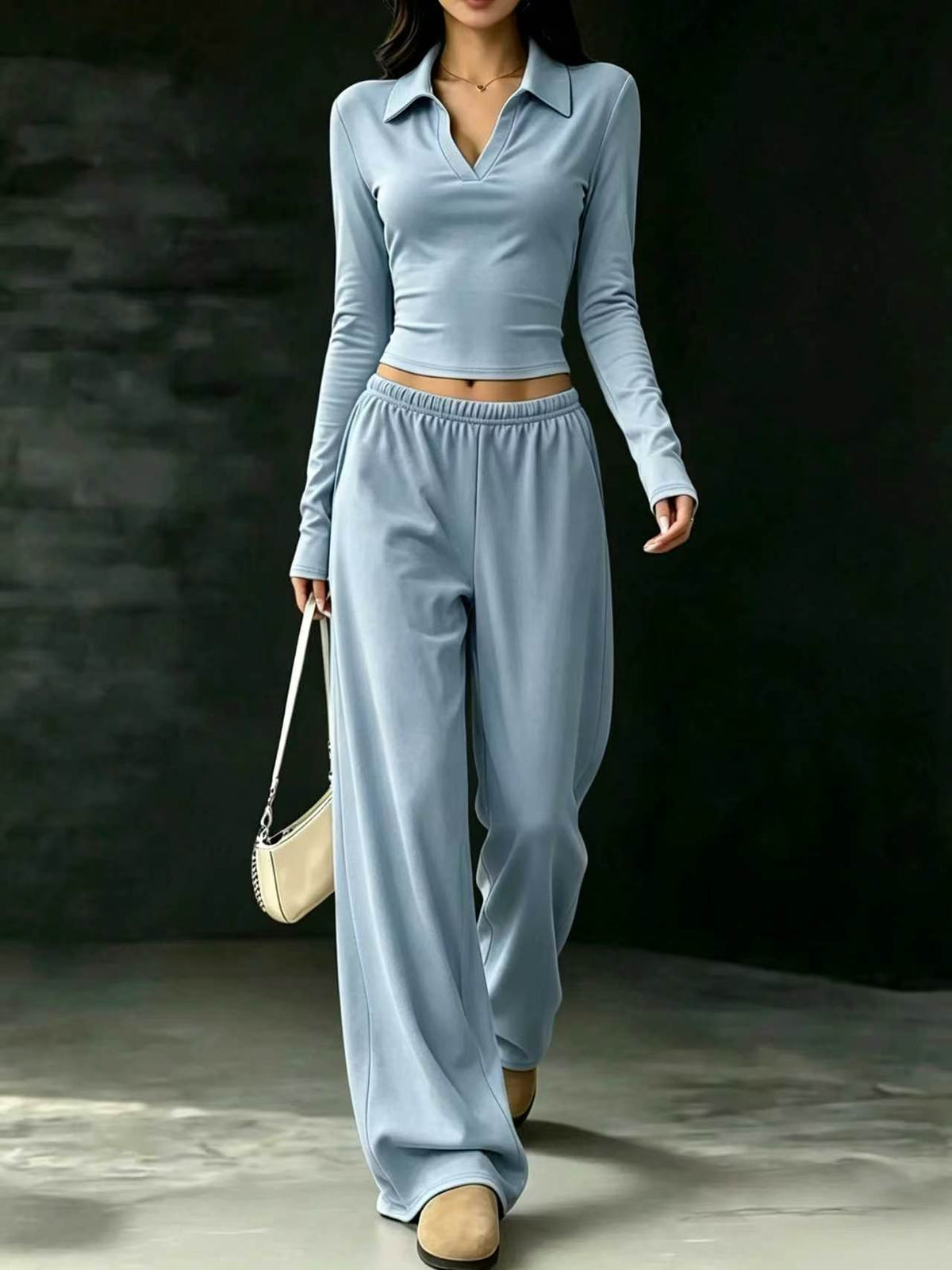Slim-Fit Long-Sleeve Set With Pockets