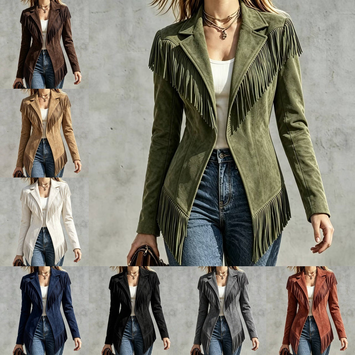 Faux Suede Fringe Jacket
