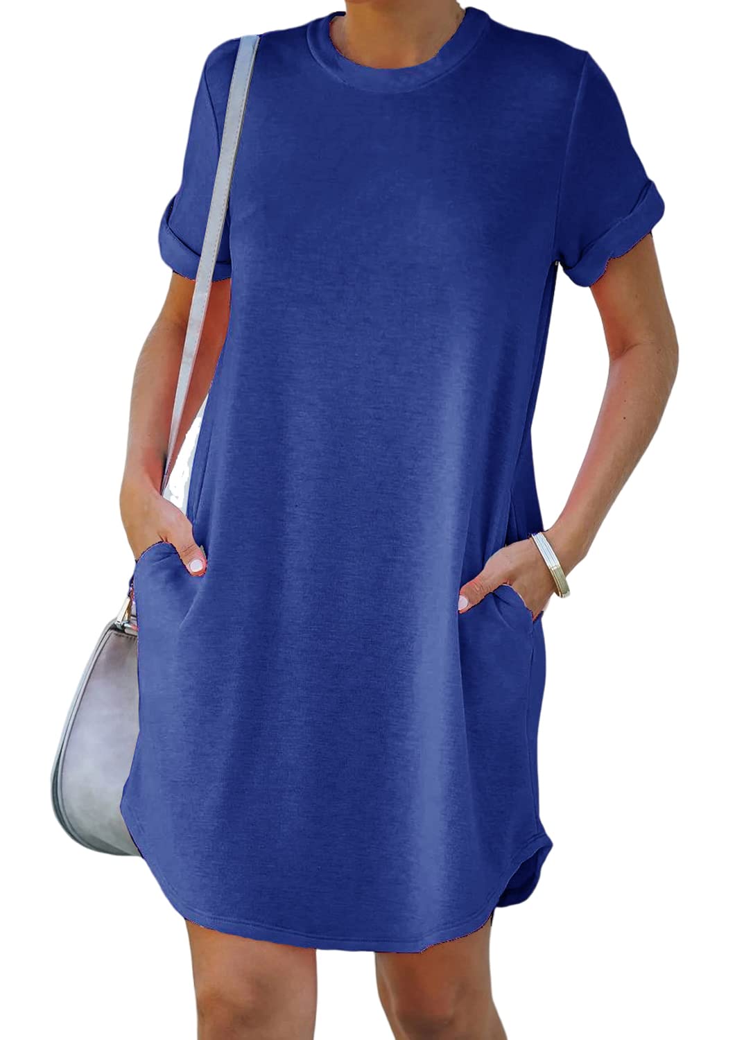 ð¥Women's Casual Short Sleeve T Shirt Dress Basic Dresses with Pockets(Buy 2 Free Shipping)