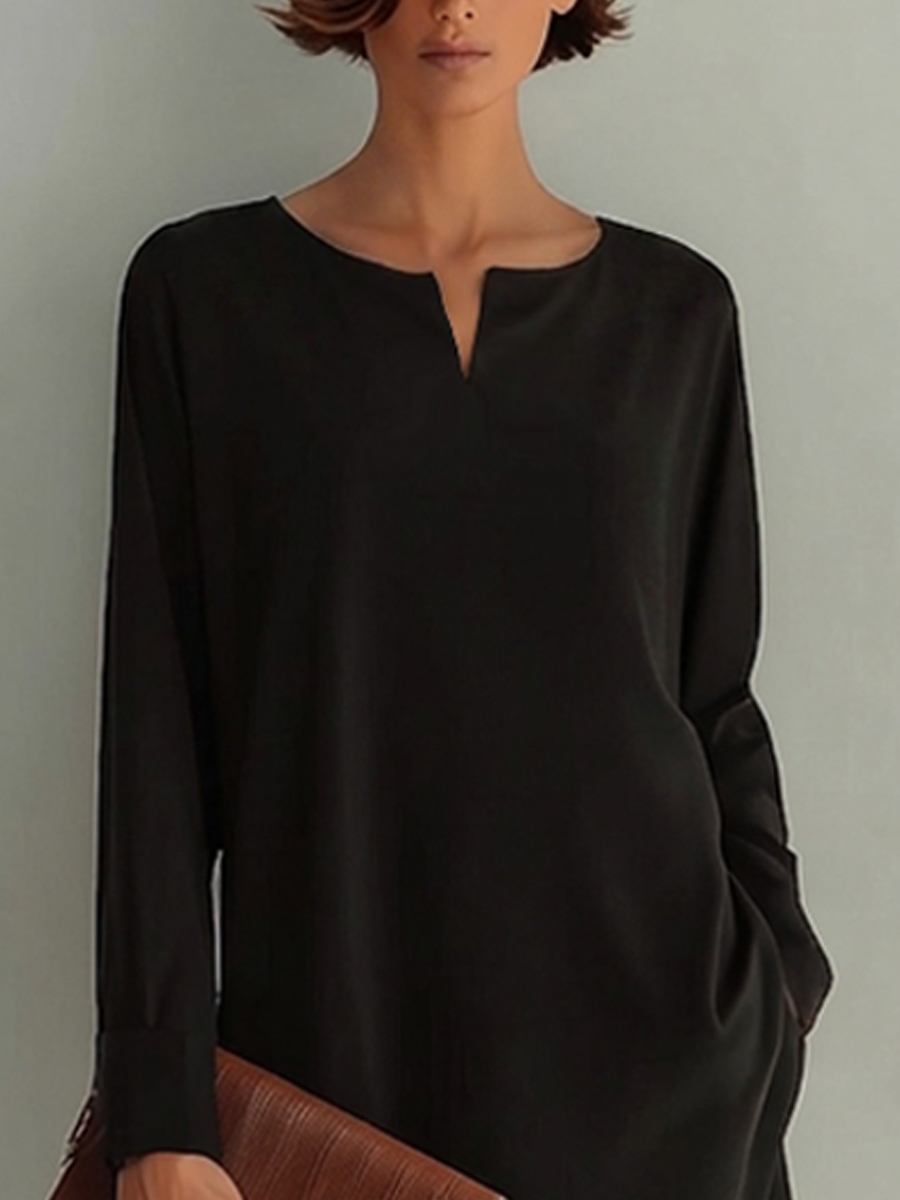 Women's Small V-Neck And Asymmetrical Hem Cotton-Blend Midi Dress