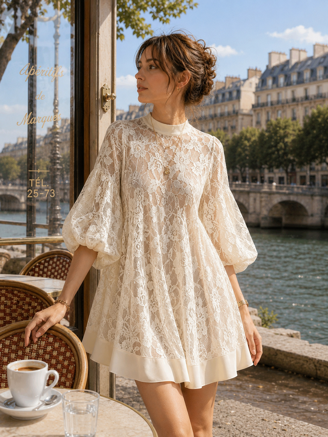 Bianca Ivory Lace Poncho Cover-Up Dress