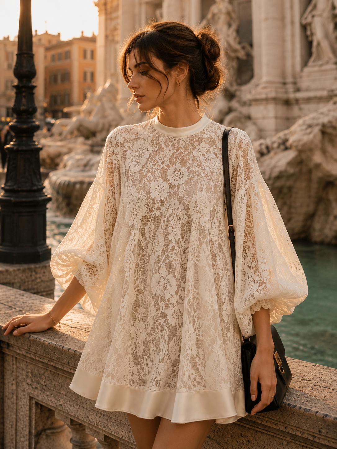 Bianca Ivory Lace Poncho Cover-Up Dress
