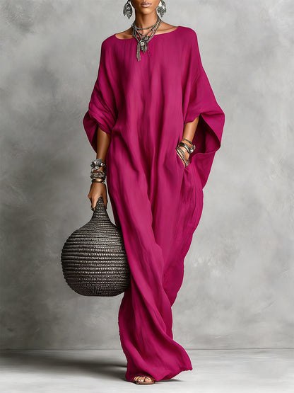 Minimalist Casual Sleeveless Cotton And Linen Long Dress