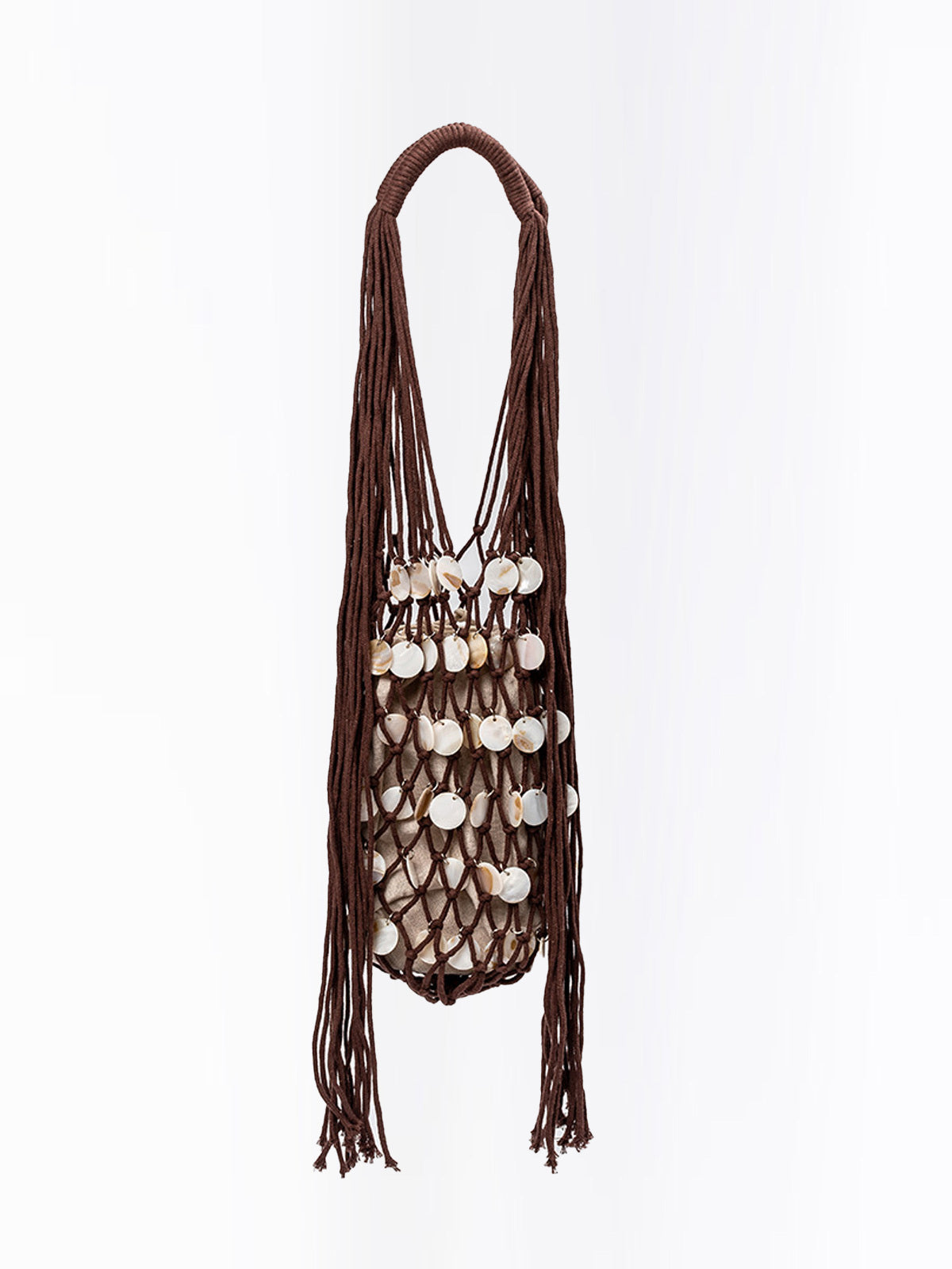 Handwoven Macramé Tote Bag with Shell Embellishments
