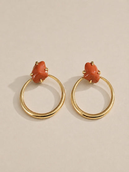 Vintage Irregular Resin Gem Hoop Earrings