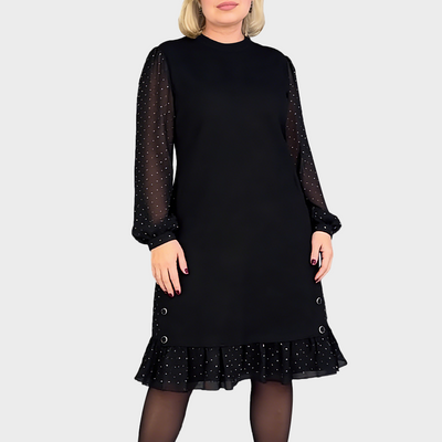Long-sleeved polka dot dress
