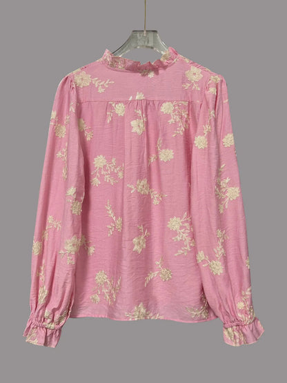 Flower Button Up Long Sleeve Shirt