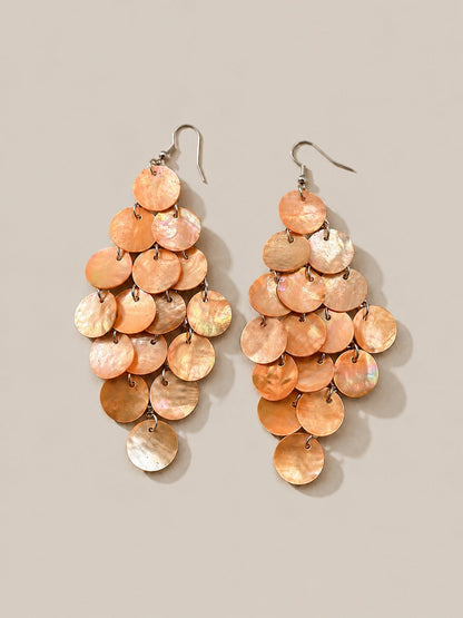 Layered Iridescent Shell Disc Earrings