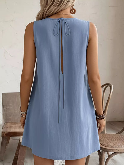Frill Sleeveless Round Neck Dress