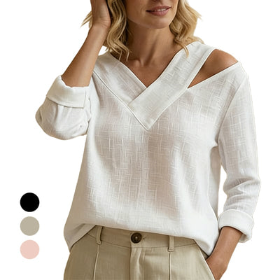 Stylish V-Neck Off- The-Shoulder Top