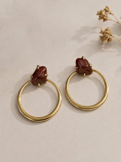 Vintage Irregular Resin Gem Hoop Earrings