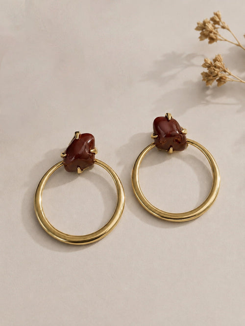 Vintage Irregular Resin Gem Hoop Earrings