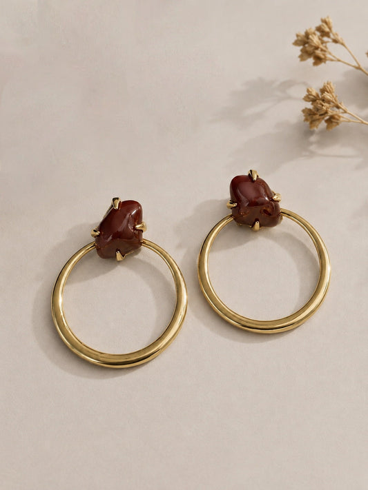 Vintage Irregular Resin Gem Hoop Earrings
