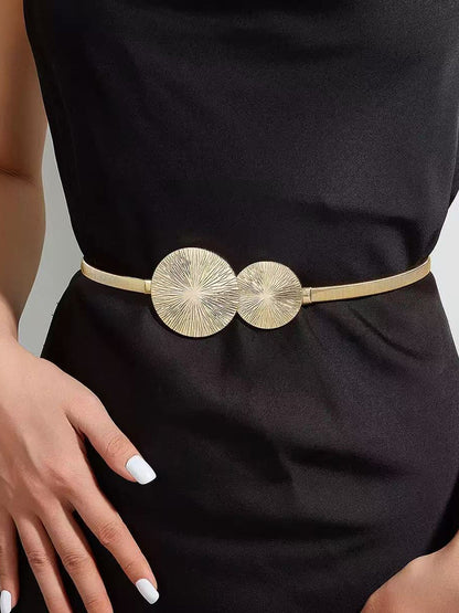 Silver Disc Accent Elastic Waist Belt