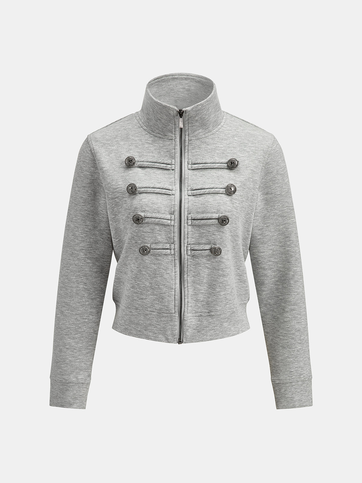 Button Detail Zip-Up Jacket