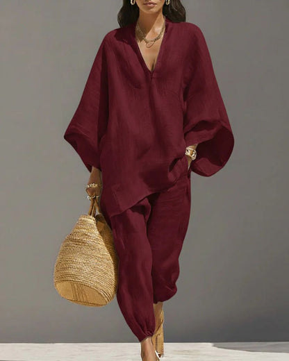 V-Neck Tunic Relaxed Fit Coastal Brunch Outfit
