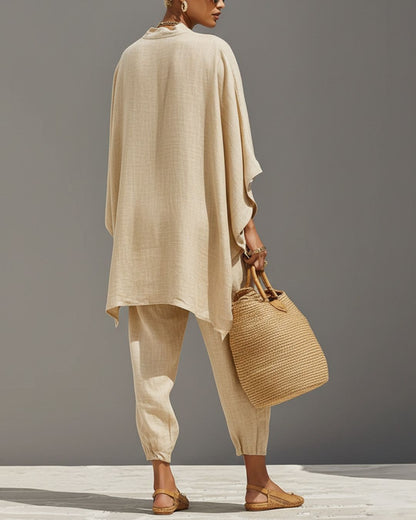 V-Neck Tunic Relaxed Fit Coastal Brunch Outfit
