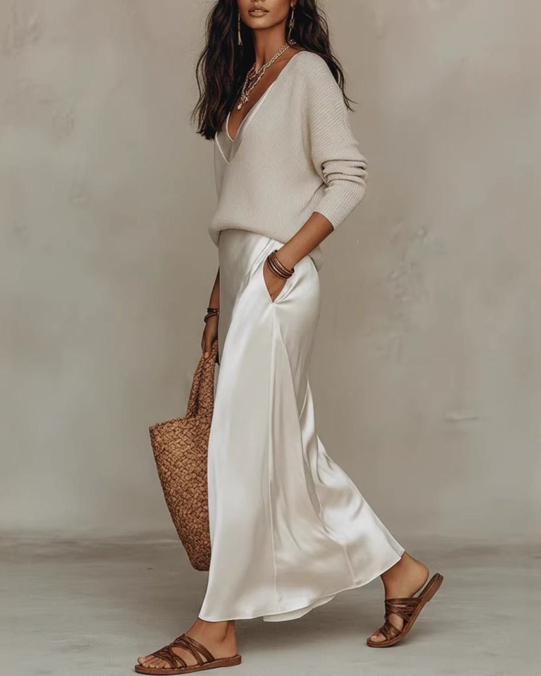 Curvvvy™ Effortless Knit & Satin Midi Ensemble