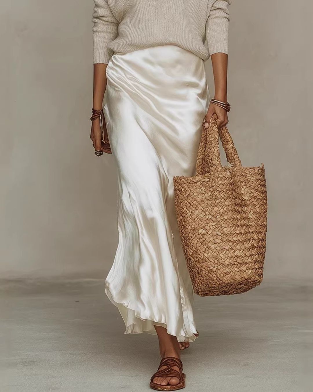 Curvvvy™ Effortless Knit & Satin Midi Ensemble