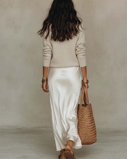 Curvvvy™ Effortless Knit & Satin Midi Ensemble