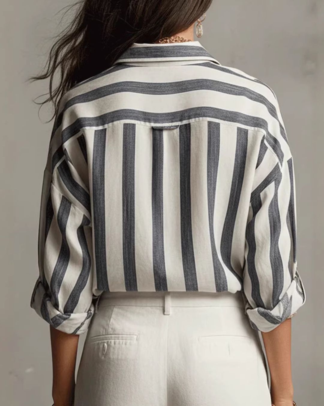 Curvvvy™ Casual Striped Long-Sleeved Shirt