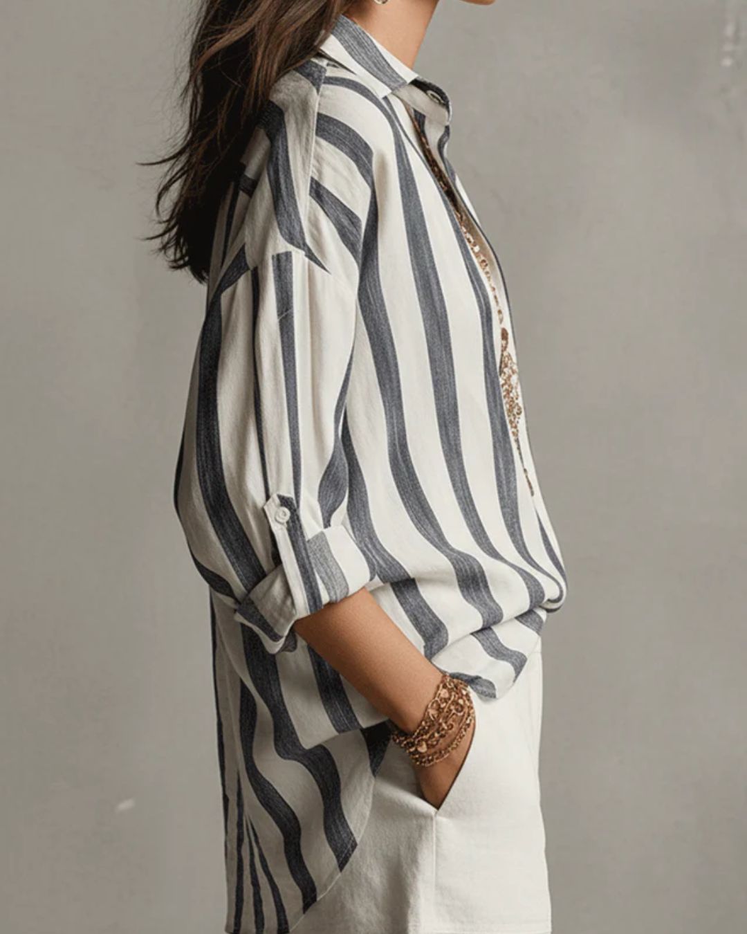 Curvvvy™ Casual Striped Long-Sleeved Shirt