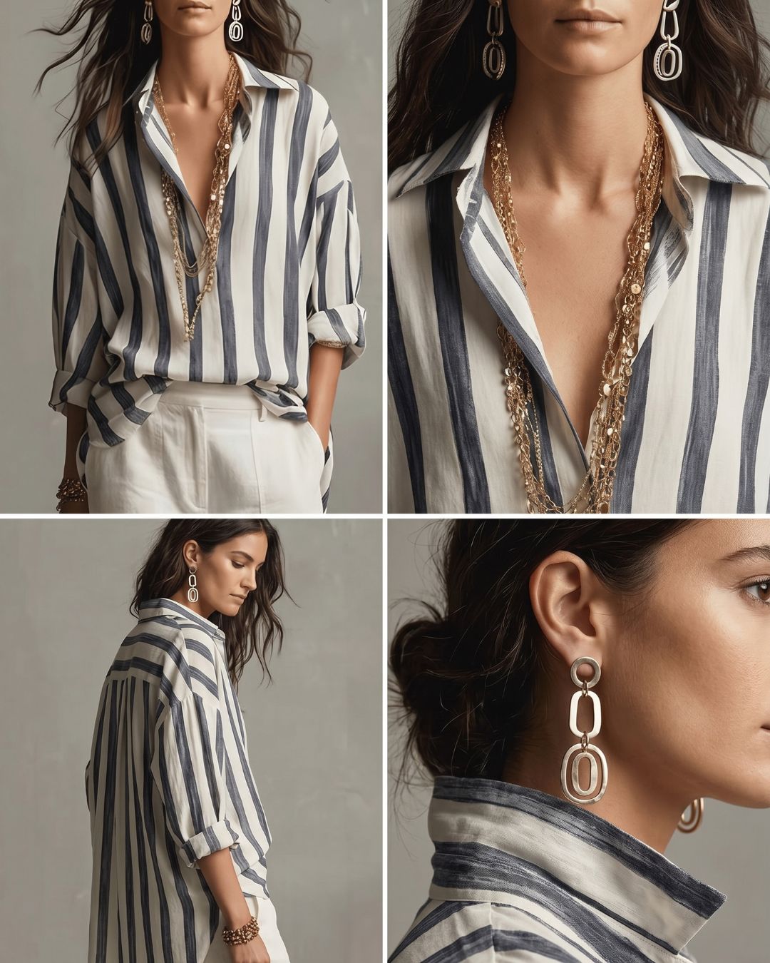 Curvvvy™ Casual Striped Long-Sleeved Shirt