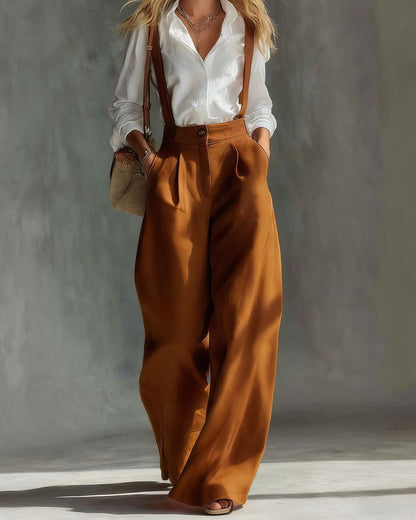 Curvvvy™ Elegant Vintage Versatile Cotton Wide-leg Pants Overalls