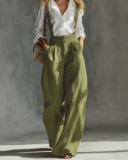 Curvvvy™ Elegant Vintage Versatile Cotton Wide-leg Pants Overalls