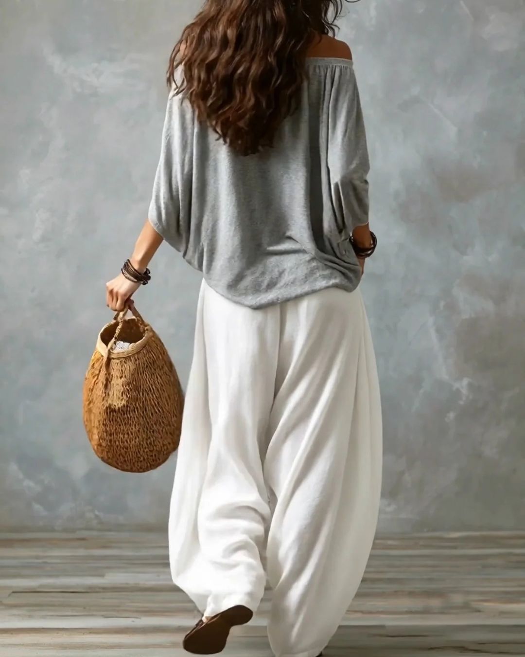 Curvvvy™ Off Shoulder Top And Loose-Fitting Lantern Pants Set