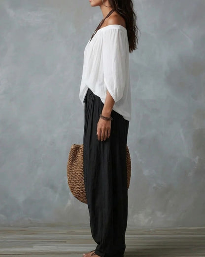 Curvvvy™ Off Shoulder Top And Loose-Fitting Lantern Pants Set
