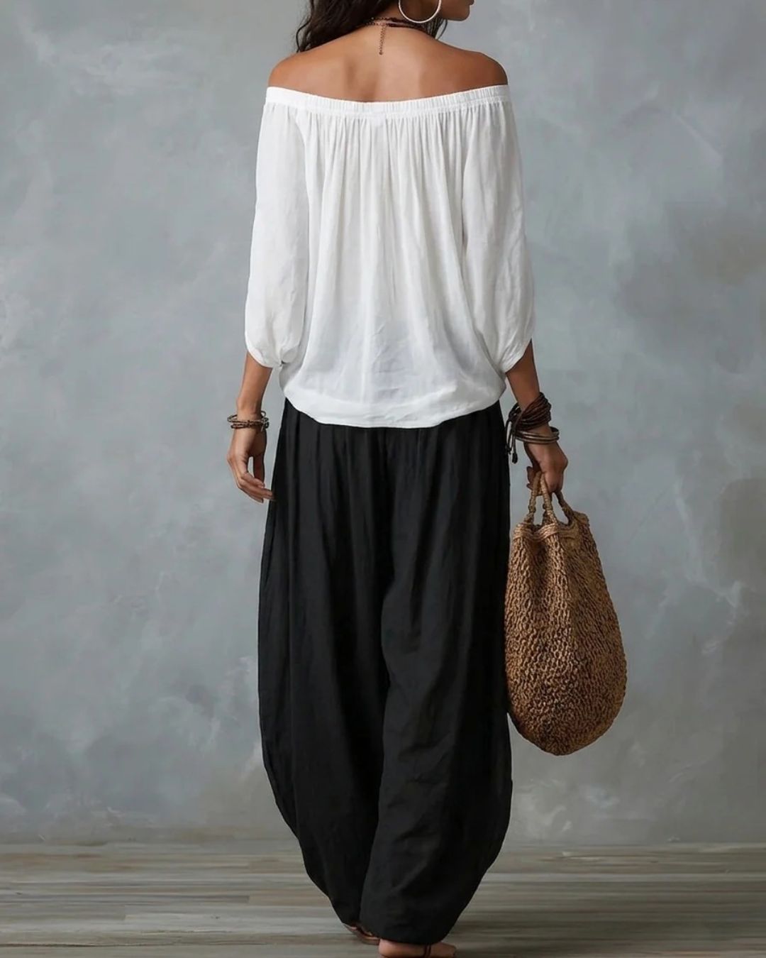 Curvvvy™ Off Shoulder Top And Loose-Fitting Lantern Pants Set