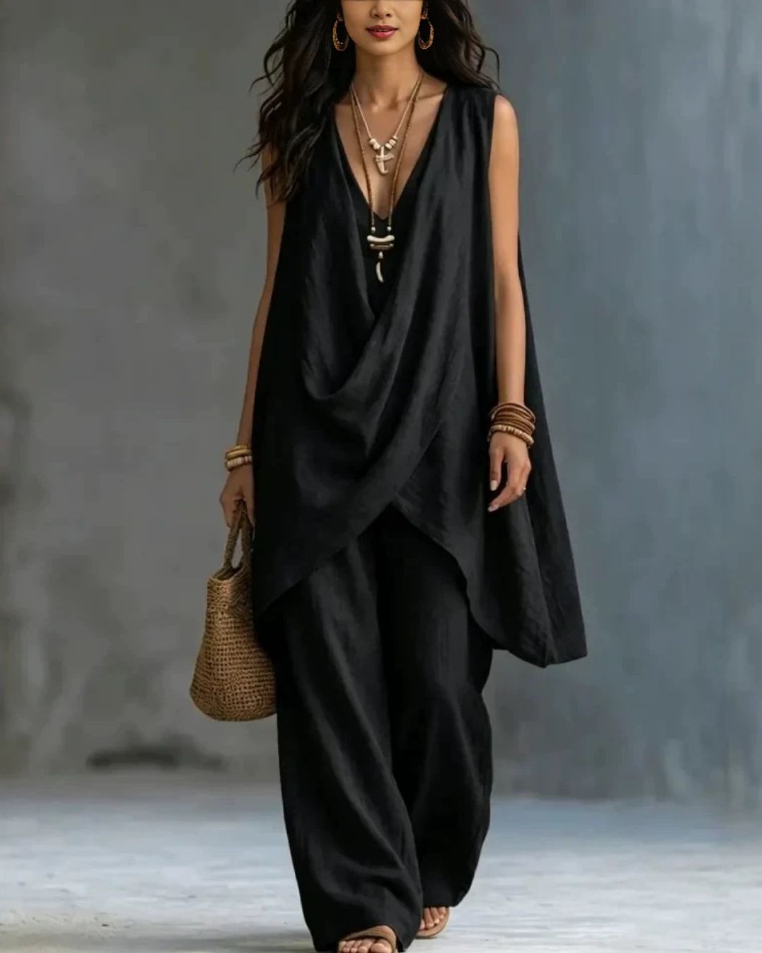 Curvvvy™ Boho Draped Two-Piece Set