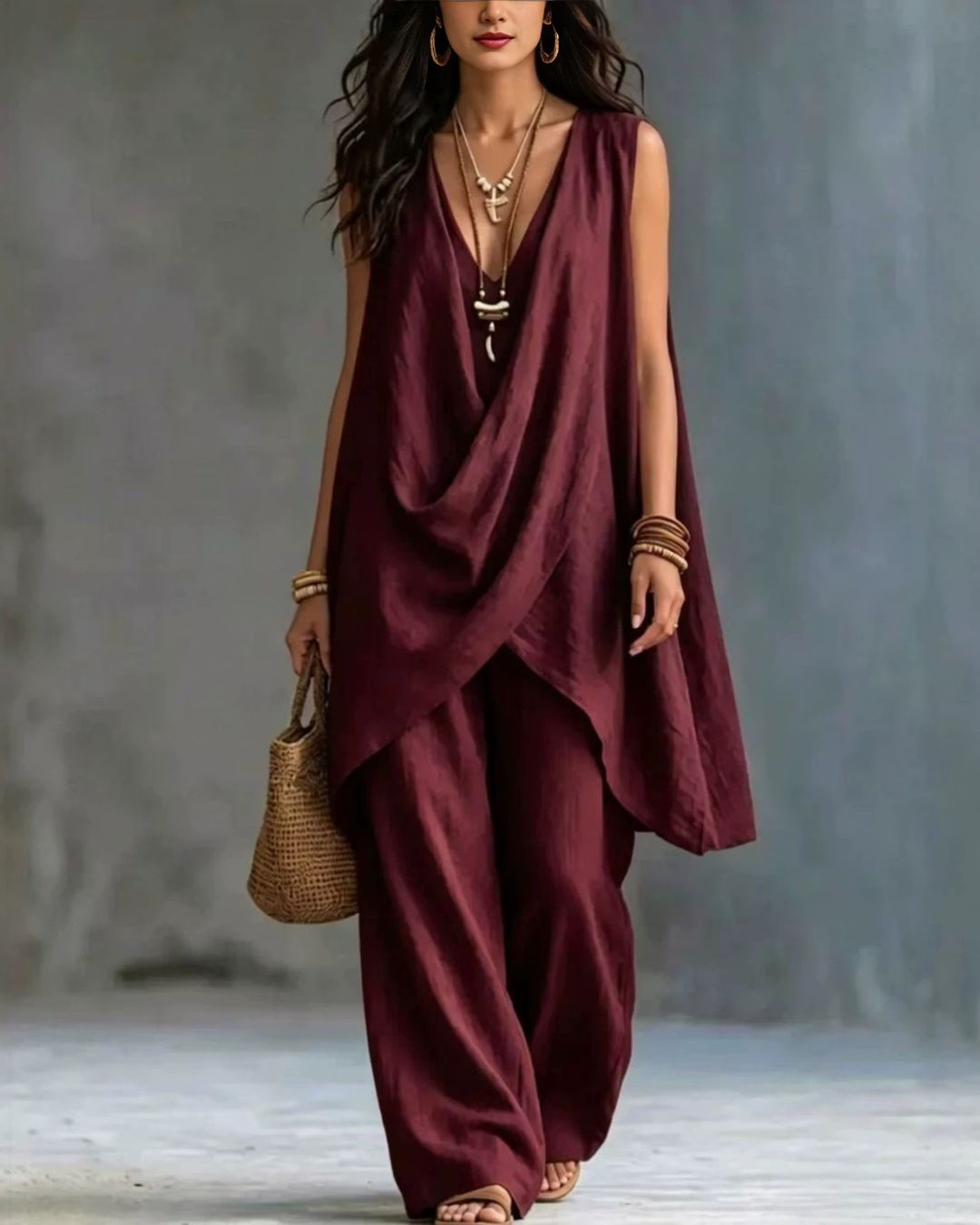 Curvvvy™ Boho Draped Two-Piece Set