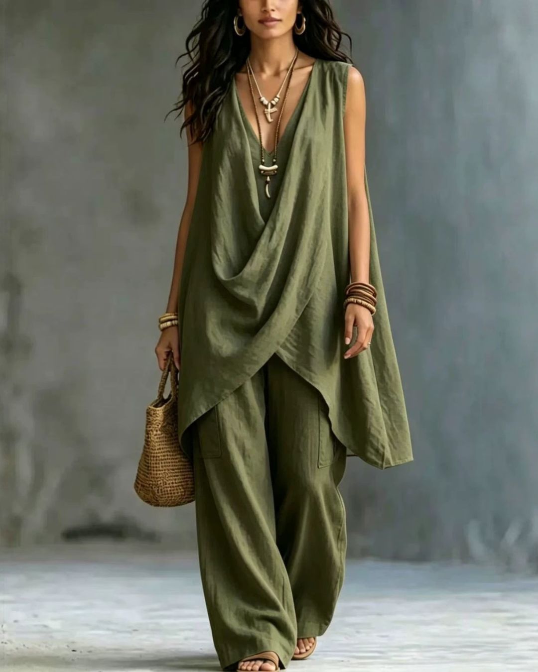 Curvvvy™ Boho Draped Two-Piece Set