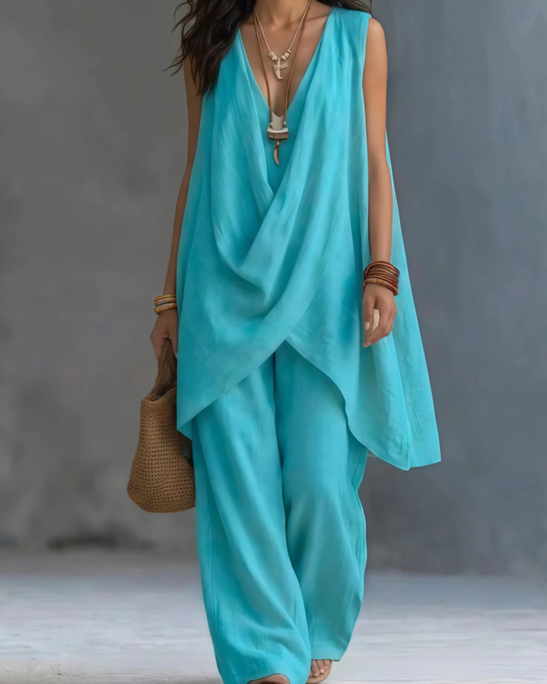 Curvvvy™ Boho Draped Two-Piece Set