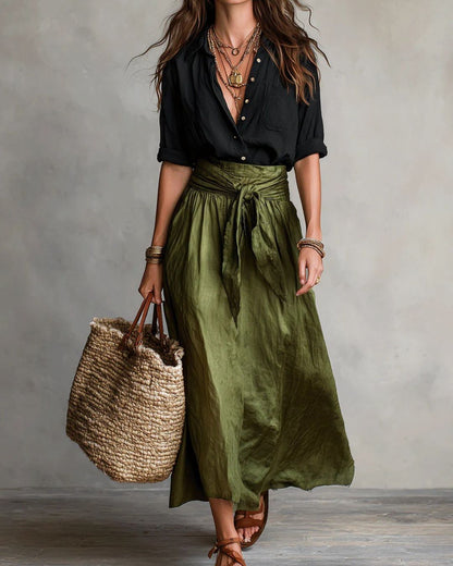 Curvvvy™ Button Down Midi Skirt Set
