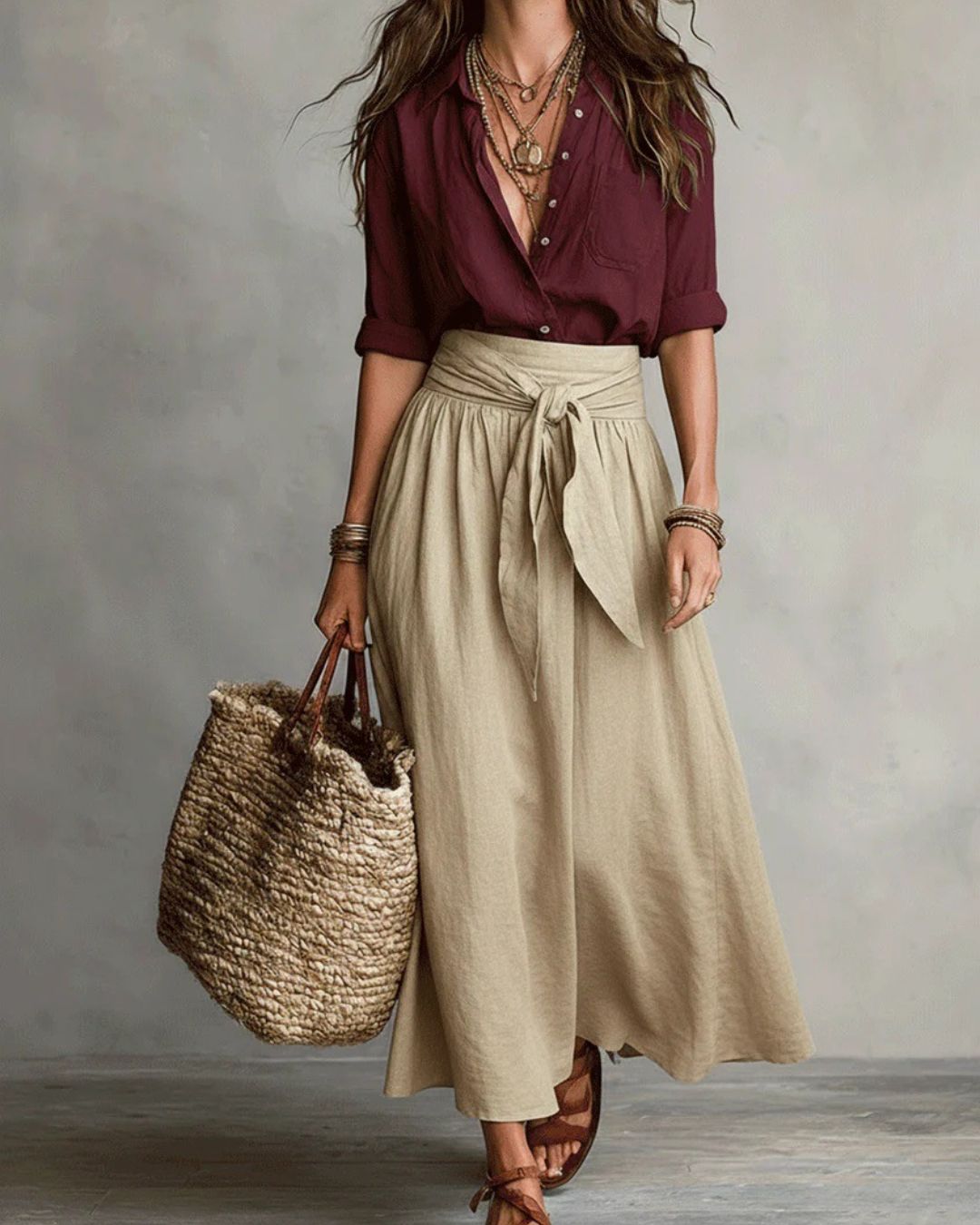 Curvvvy™ Button Down Midi Skirt Set