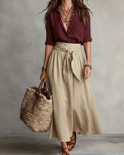 Curvvvy™ Button Down Midi Skirt Set