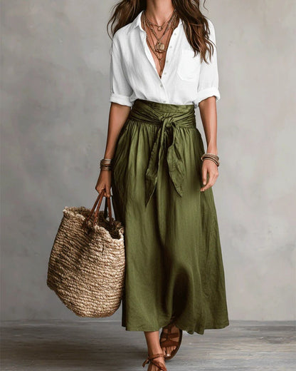 Curvvvy™ Button Down Midi Skirt Set