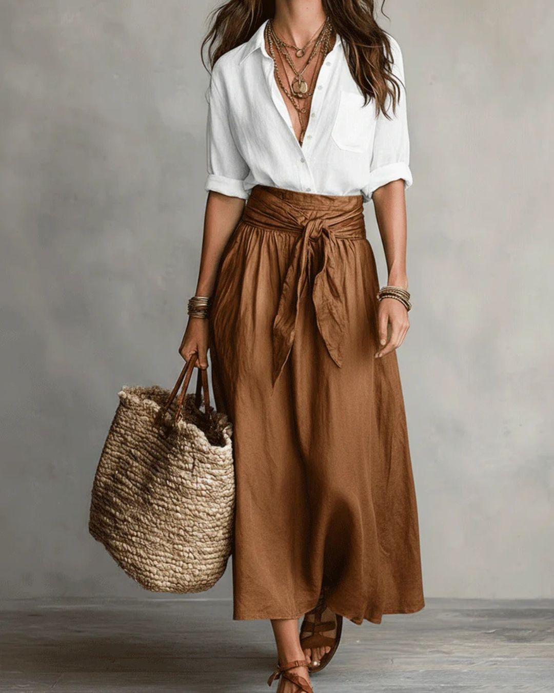 Curvvvy™ Button Down Midi Skirt Set
