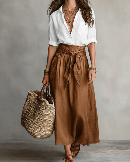 Curvvvy™ Button Down Midi Skirt Set