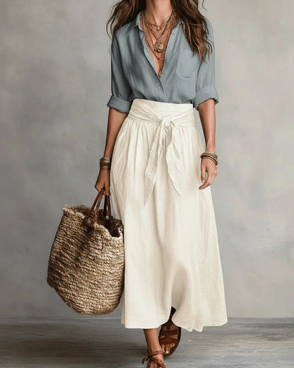 Curvvvy™ Button Down Midi Skirt Set