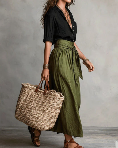 Curvvvy™ Button Down Midi Skirt Set