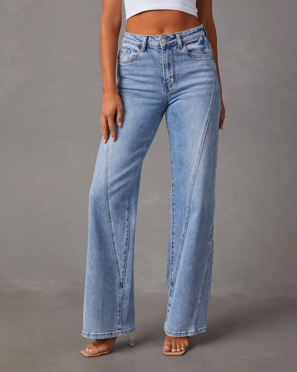Curvvvy™ Panelled Front Seam Mid-Rise Straight Jeans