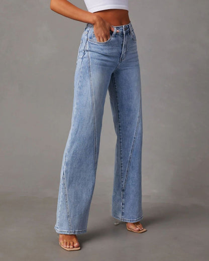 Curvvvy™ Panelled Front Seam Mid-Rise Straight Jeans