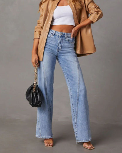 Curvvvy™ Panelled Front Seam Mid-Rise Straight Jeans